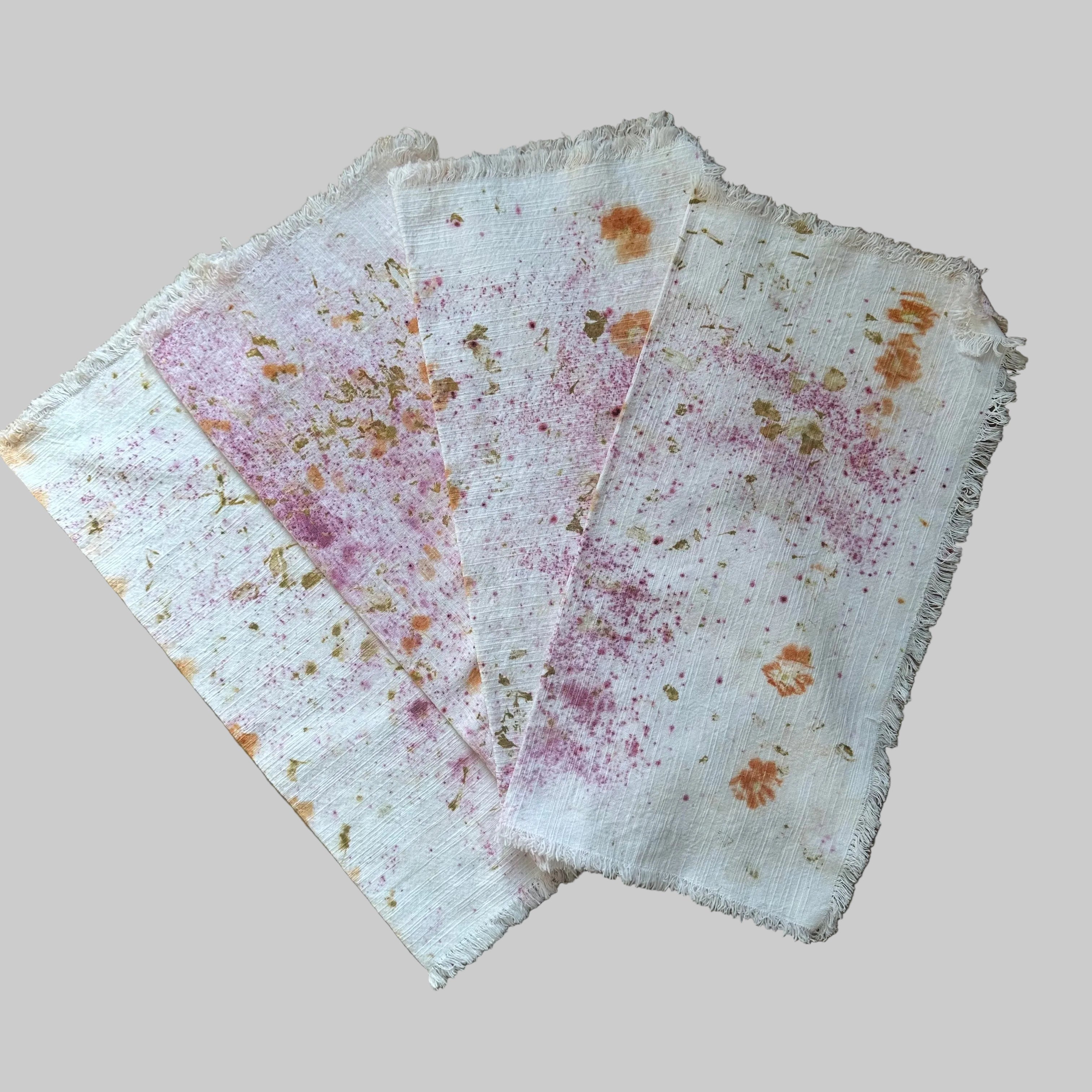 Eco Dyed Dinner Cloth Napkins | Frayed Edge | 4 pack | 18 inch x 18 inch