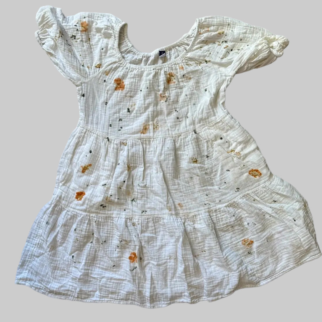 Eco Print Muslin Summer Dress With Pockets Size Women's M