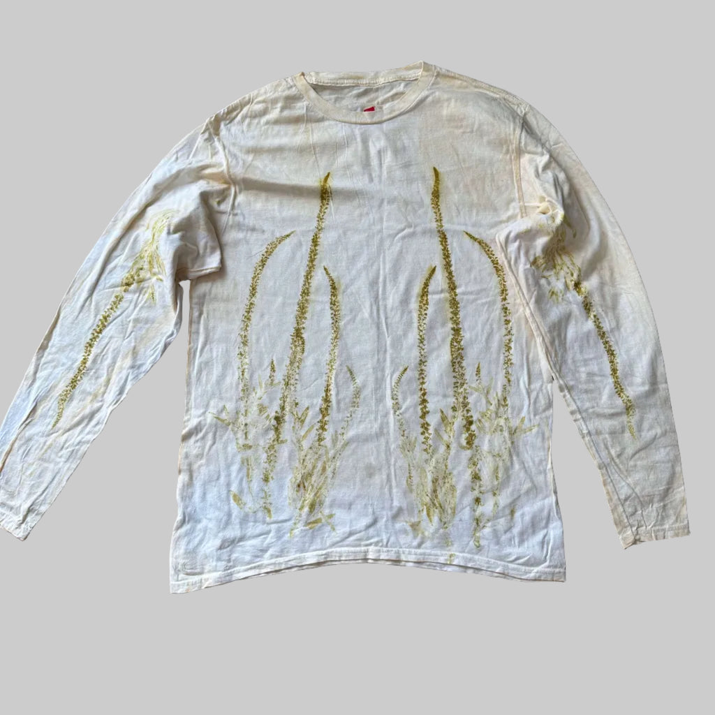Eco Dyed Long Sleeved T-Shirt Unique Weld Print 100% Cotton Size M