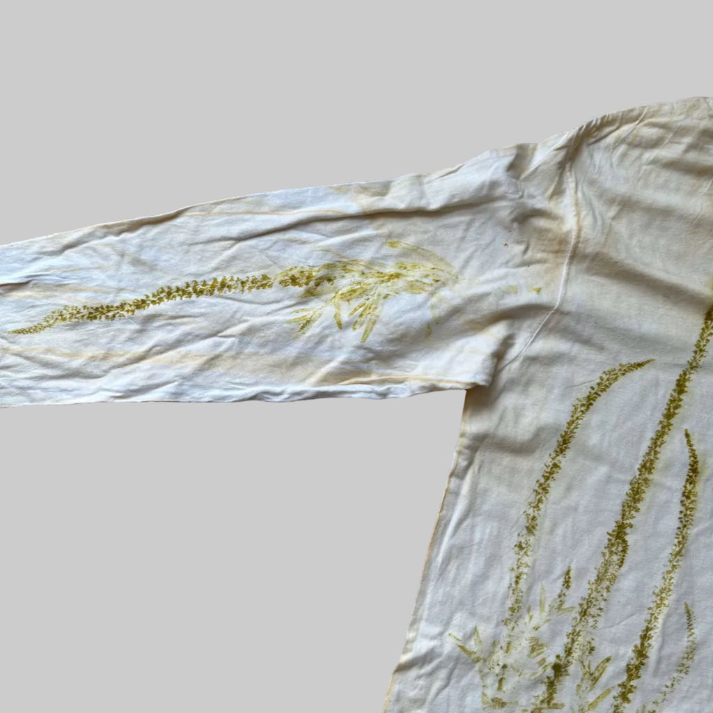 Eco Dyed Long Sleeved T-Shirt Unique Weld Print 100% Cotton Size M