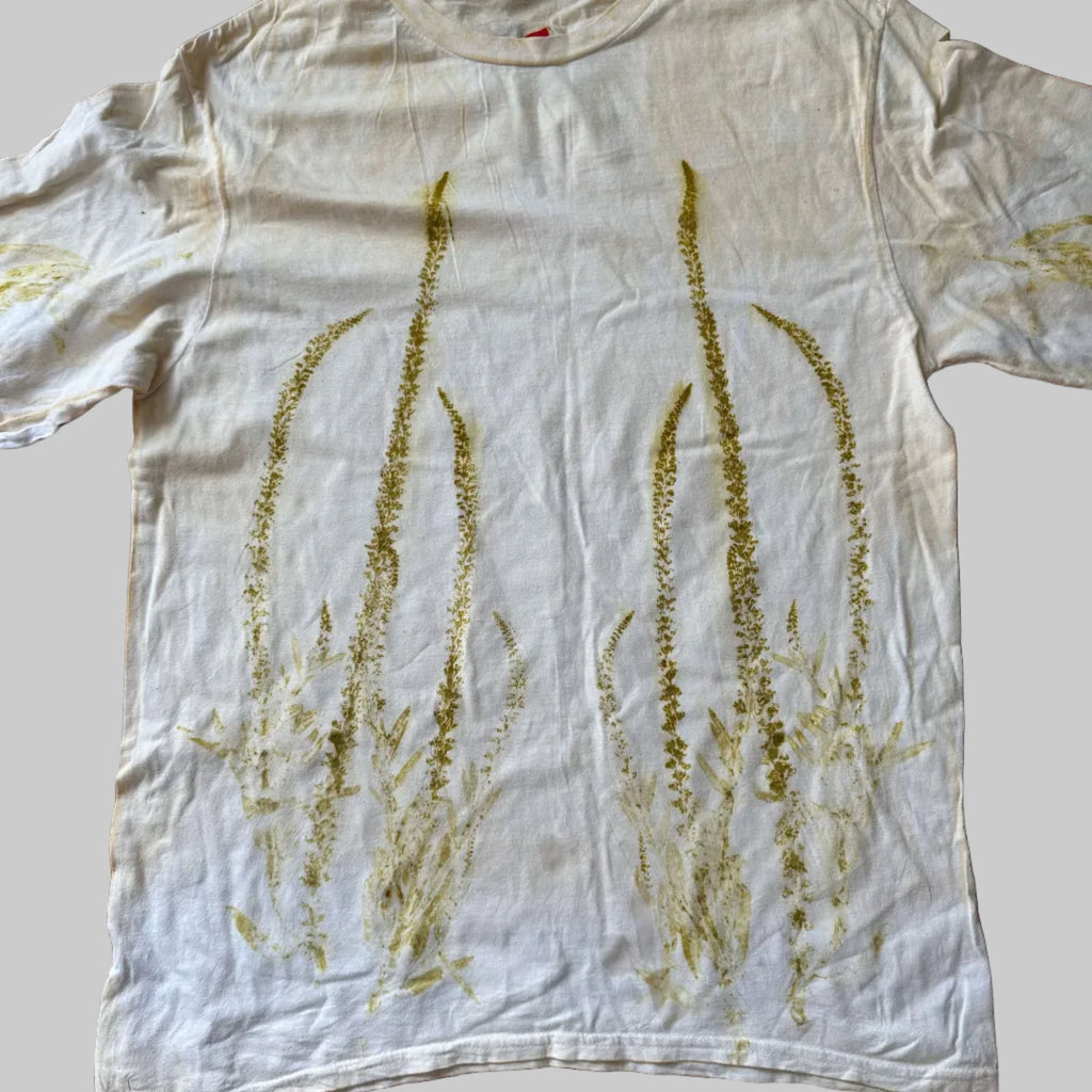 Eco Dyed Long Sleeved T-Shirt Unique Weld Print 100% Cotton Size M