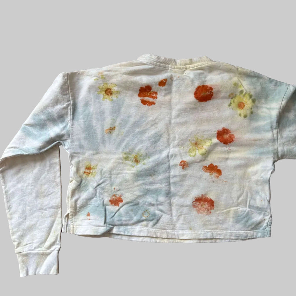 Eco-Dyed Women Cropped Tye Dyed Sweatshirt Long Sleeves Pullover Crop Tops