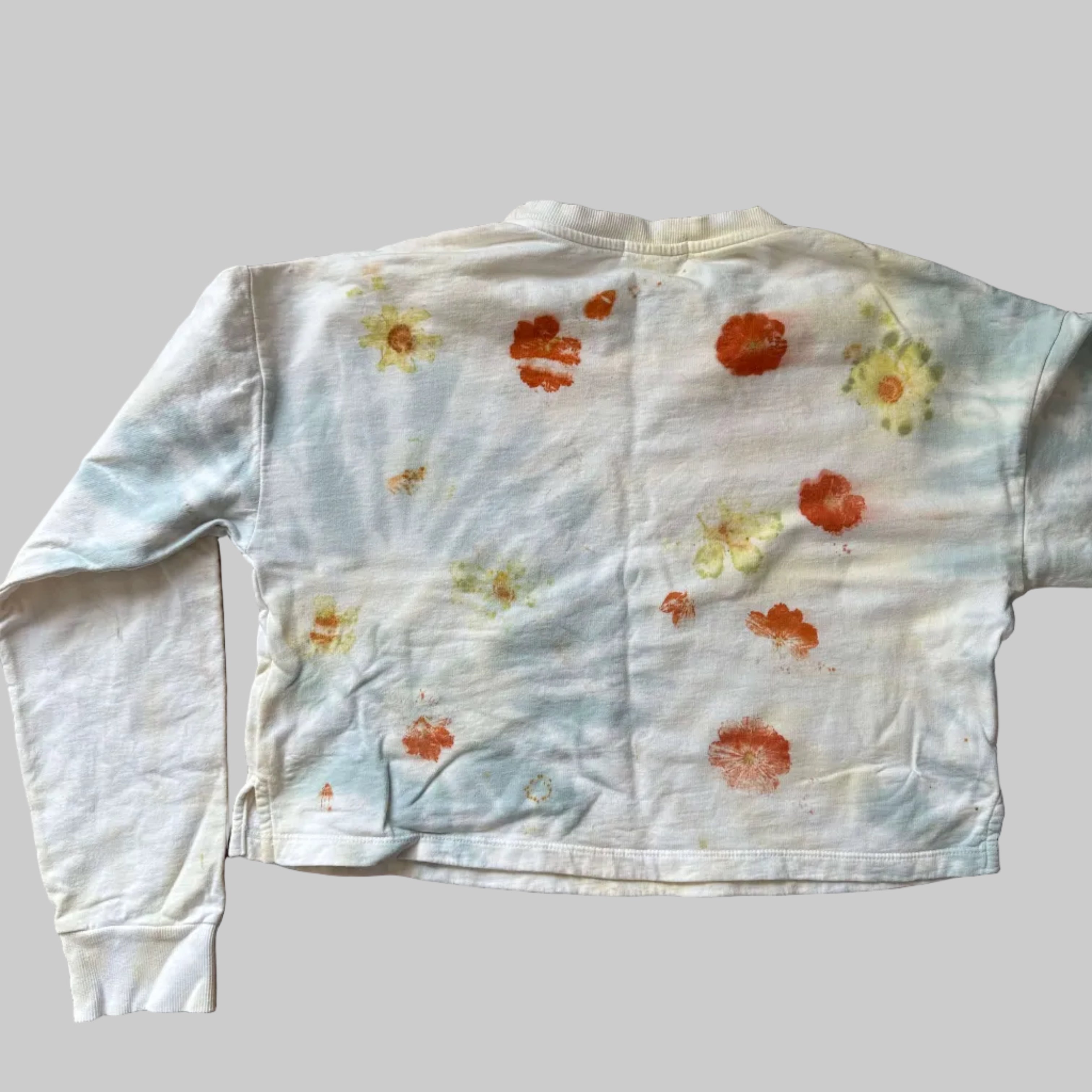 Eco-Dyed Women Cropped Tye Dyed Sweatshirt Long Sleeves Pullover Crop Tops