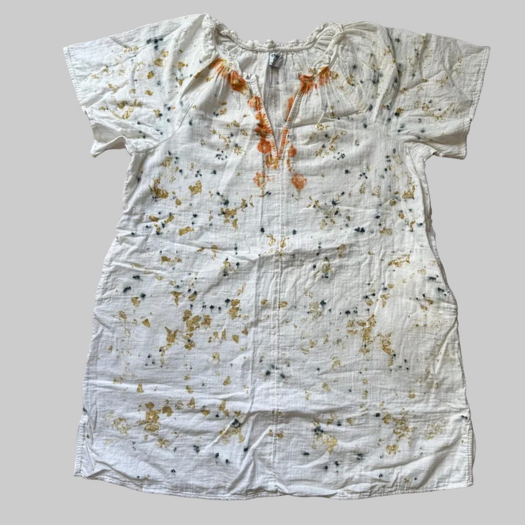 Eco Dyed Muslin Cotton Summer Dress With Pockets Women's Size XL