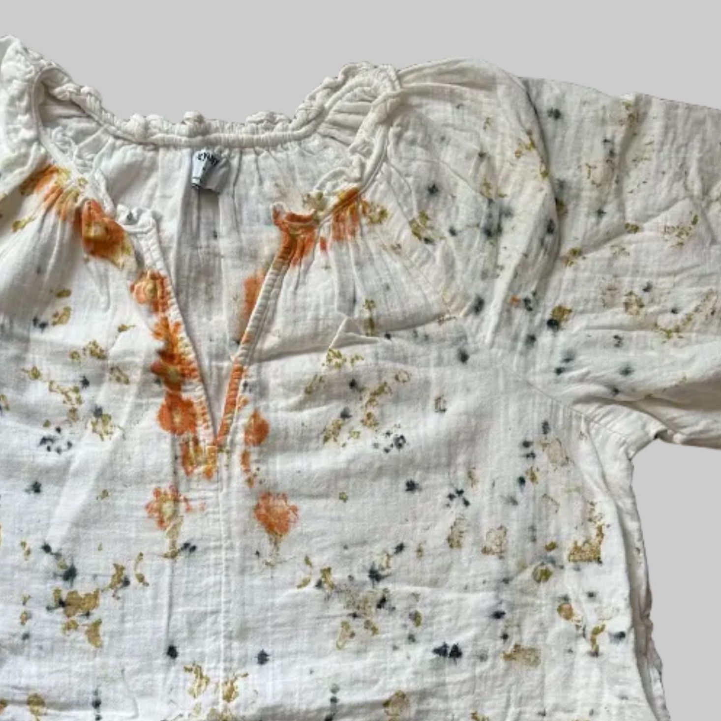 Eco Dyed Muslin Cotton Summer Dress With Pockets Women's Size XL