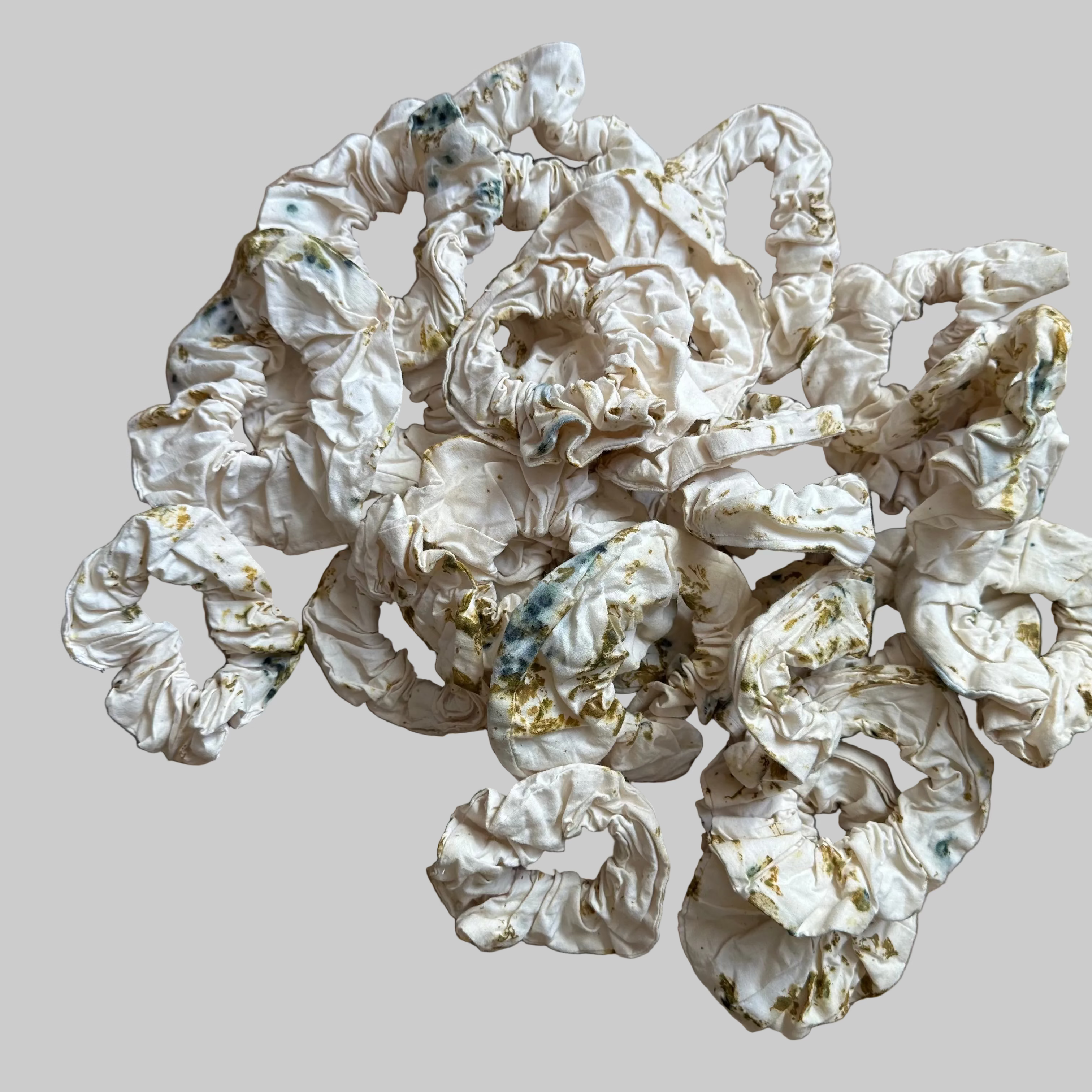 Marigold and Pincushion Flower Cotton Scrunchies