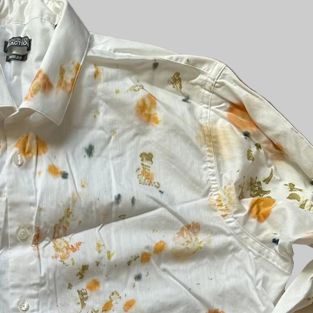 Eco Dyed Long Sleeved Button Up Men's Cotton Shirt, Size 17 1/2