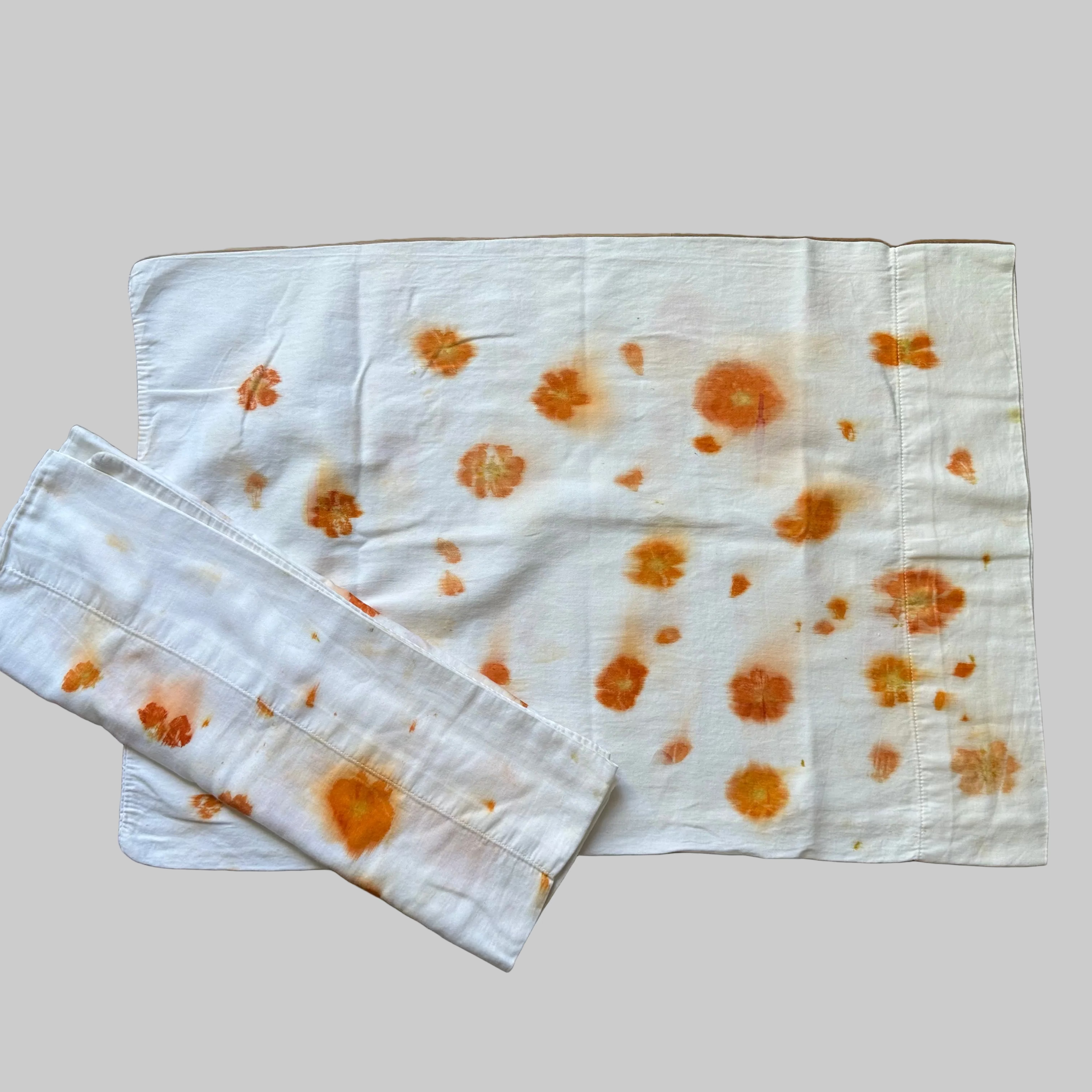 Eco Print Queen Size Cotton Pillowcases Set of 2 |  20 in x 28 in