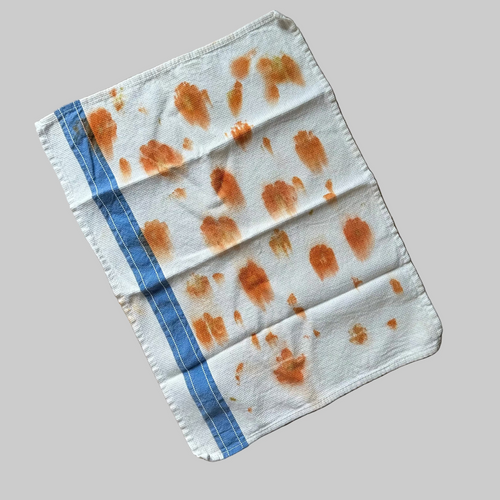 Eco Dyed Blue and Orange Cotton Dish Towels 16 in x 22 in