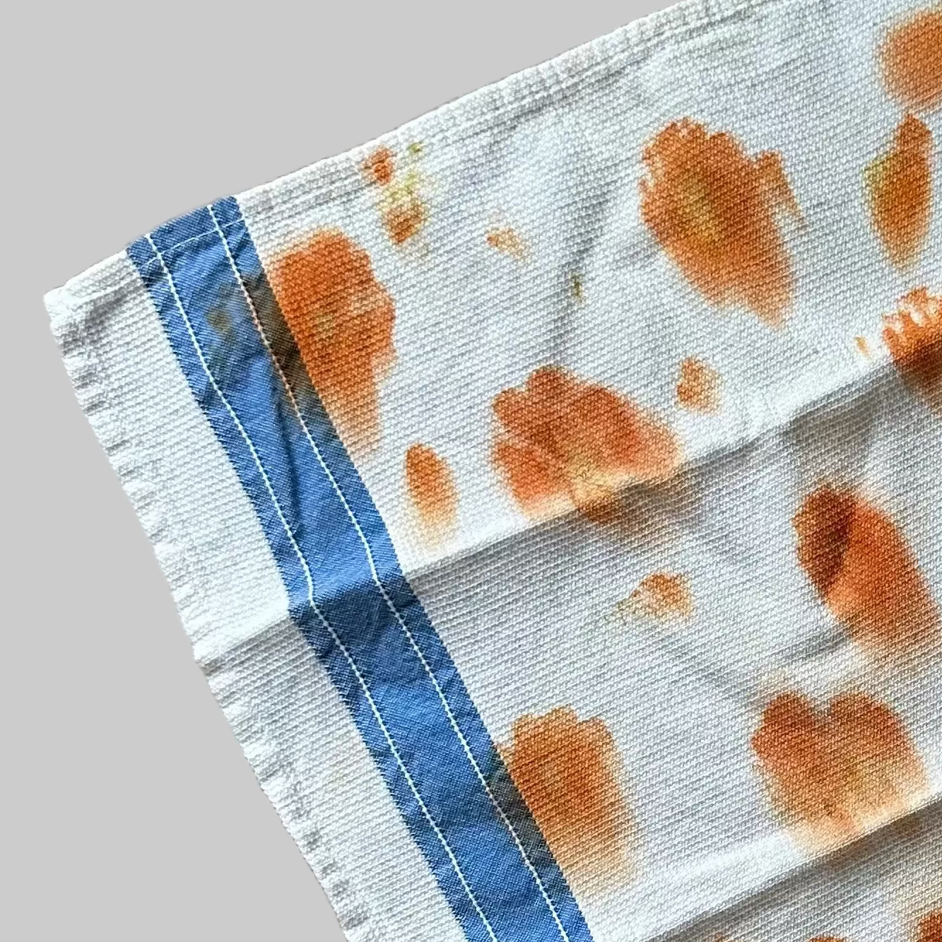 Eco Dyed Blue and Orange Cotton Dish Towels 16 in x 22 in