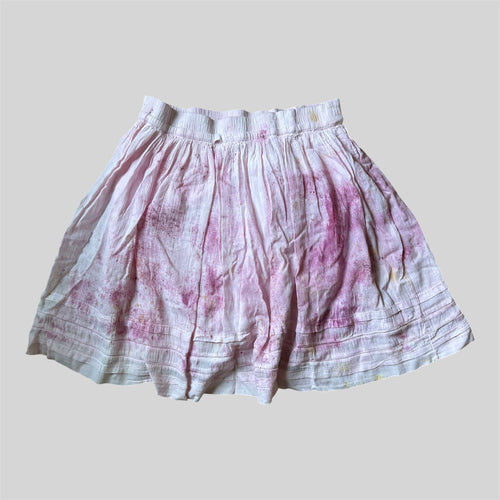 Cochineal & Cosmos Dyed Drawstring Skirt — Upcycled Cotton, Size M