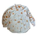 Long Sleeved Button Up Pink Striped Shirt Dyed With Orange Cosmos